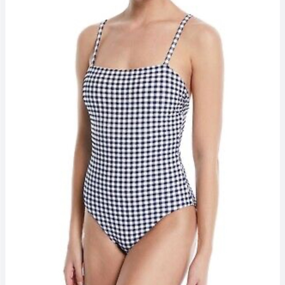 Red Carter Textured Gingham Check One Piece